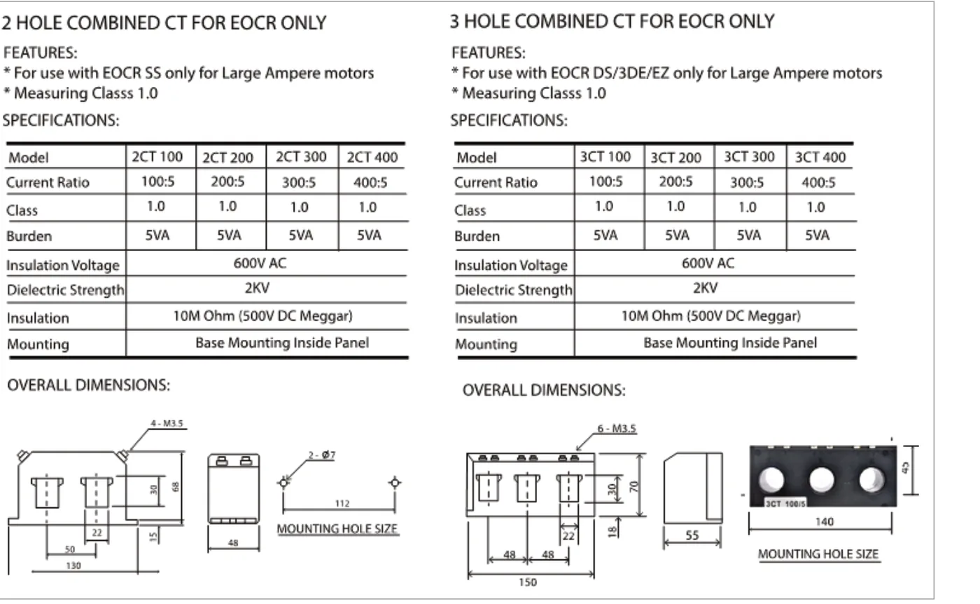 Combined CTs for EOCR (2CT / 3CT Series)